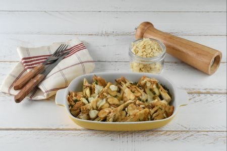 Funcho gratinado com amêndoas