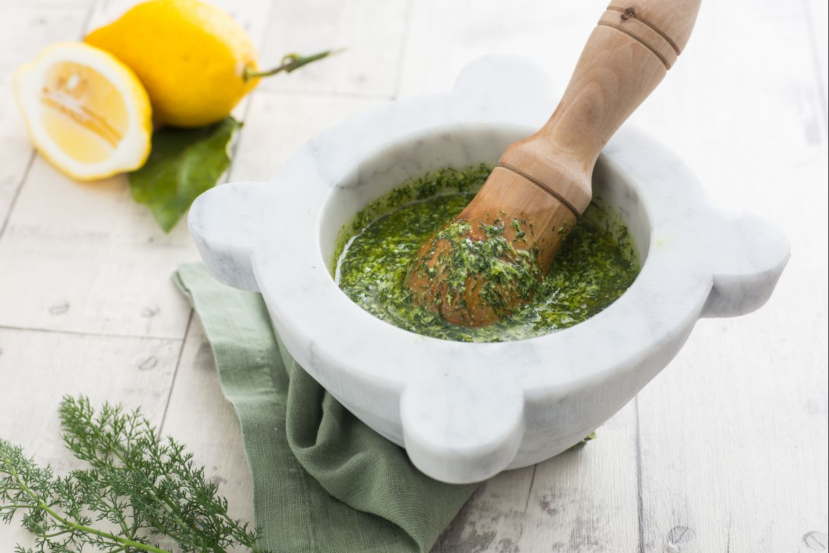 Pesto de erva-doce e gengibre