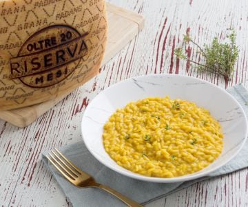Risoto de cerveja, açafrão e Grana Padano