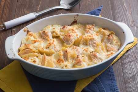 Conchiglioni recheados com presunto
