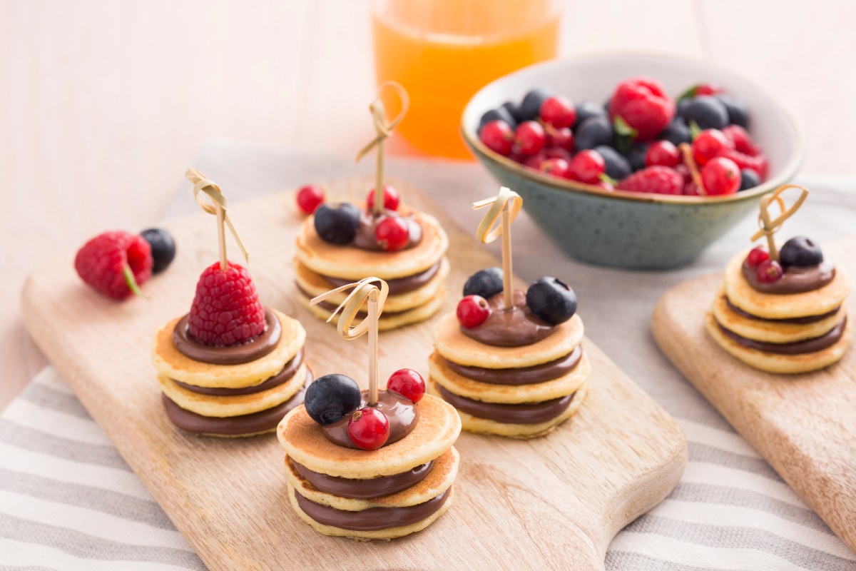 Mini panqueca com Nutella® e fruta