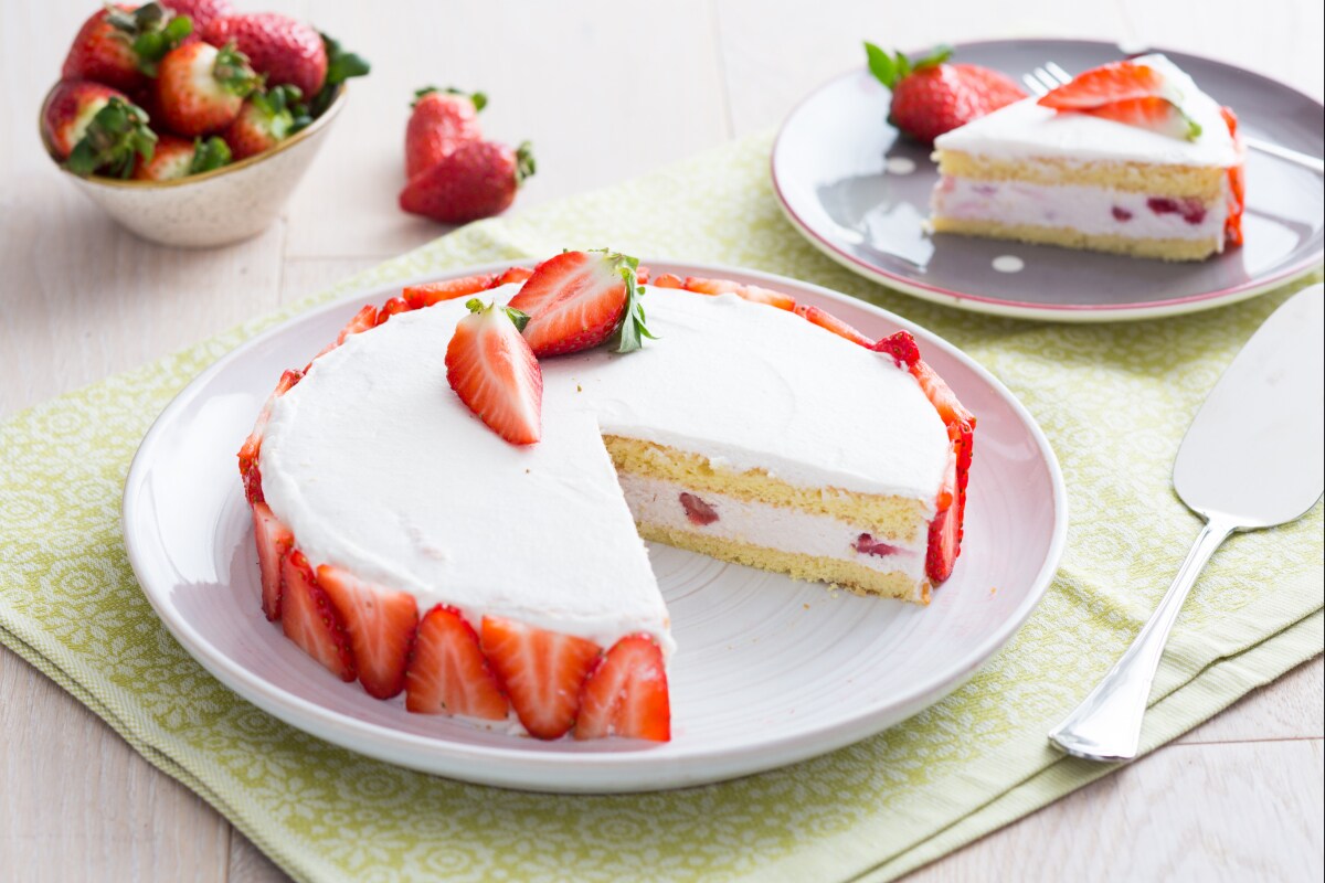 Torta de ricota e morangos