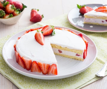 Torta de ricota e morangos