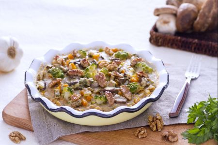 Timbale de verduras e nozes