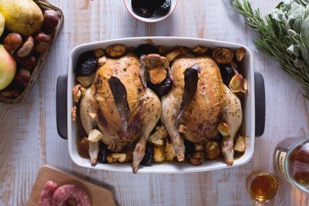 Franguinho recheado ao molho de frutas