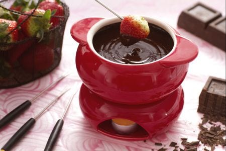 Fondue de chocolate com morangos
