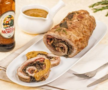 Rolê na cerveja com speck e cogumelos