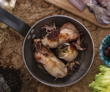 Lulas recheadas com escarola
