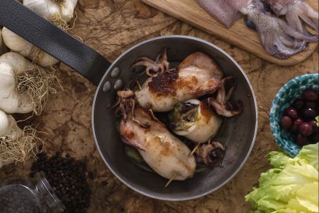 Lulas recheadas com escarola