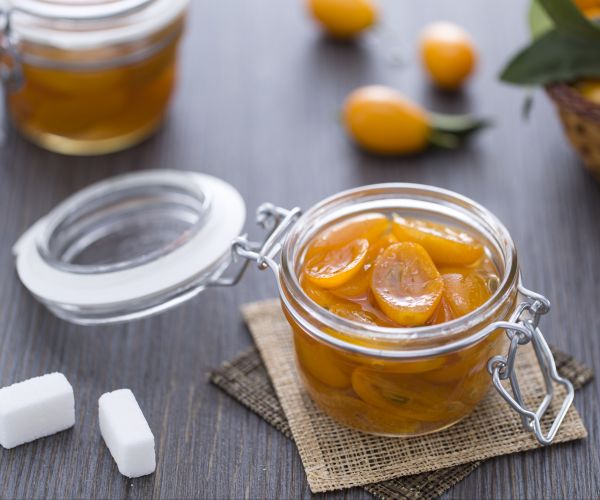 Kumquat em calda de açúcar