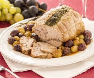 Assado de vitela com uvas