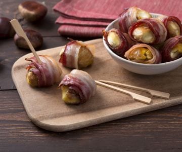 Bocadinhos de castanha e bacon
