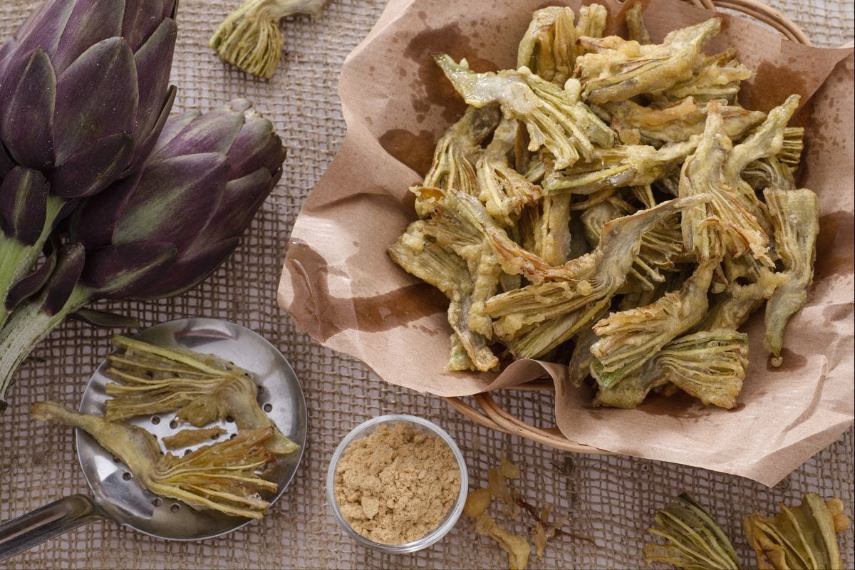Alcachofras fritas com mostarda