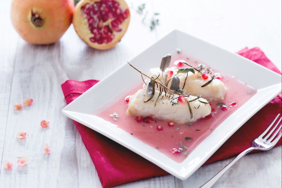 Bacalhau com molho de romã