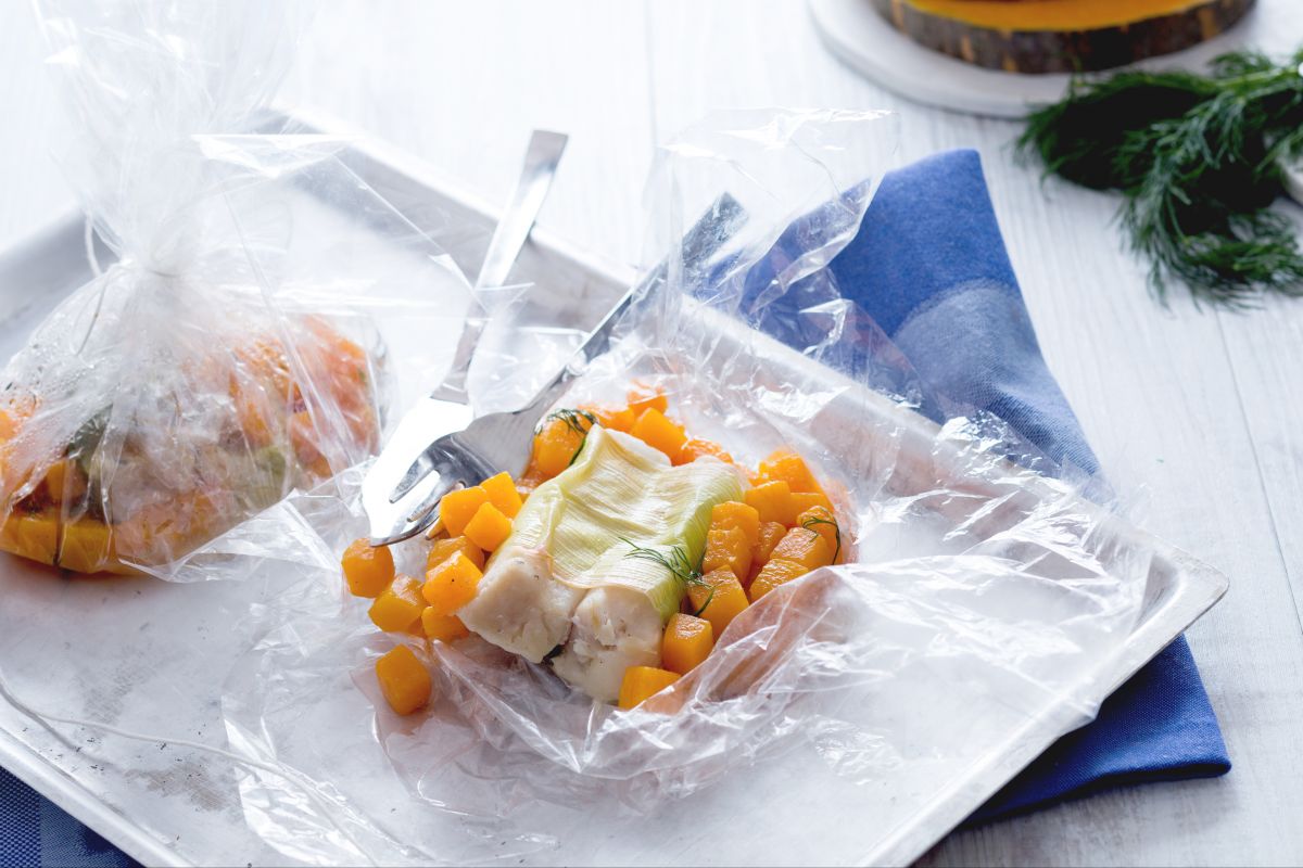 Bacalhau em folha de alho-poró