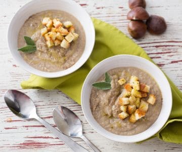 Creme de alho-poró e castanhas