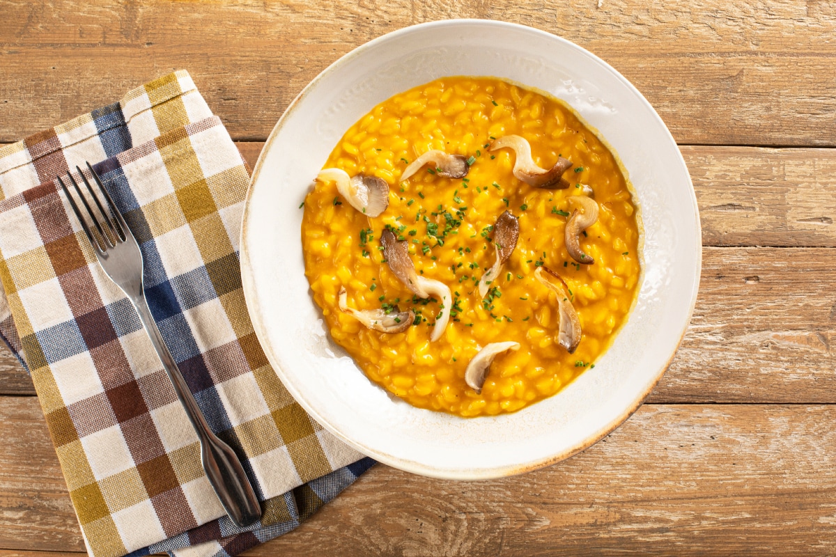 Risoto de abóbora e cogumelos