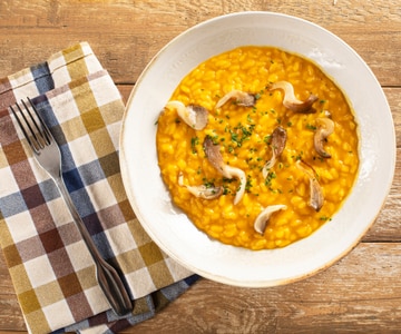 Risoto de abóbora e cogumelos