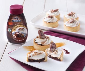 Tortinhas de caramelo salgado e nozes praliné