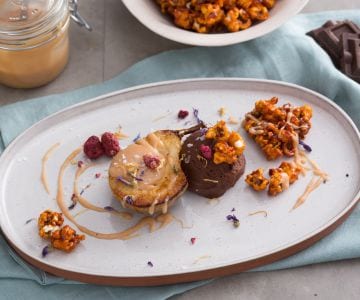 Pêras e chocolate com caramelo salgado