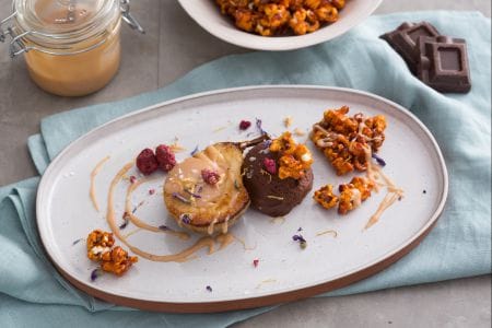 Pêras e chocolate com caramelo salgado
