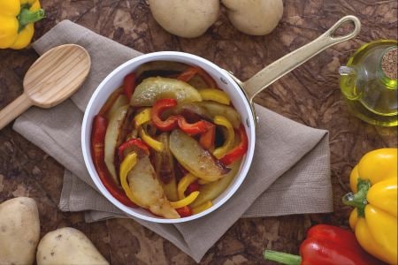Batatas e pimentões