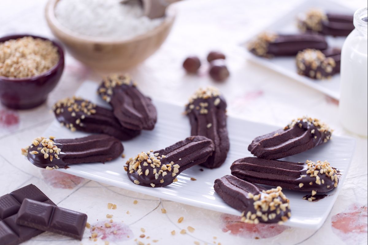 Biscoitos vienenses de duplo chocolate