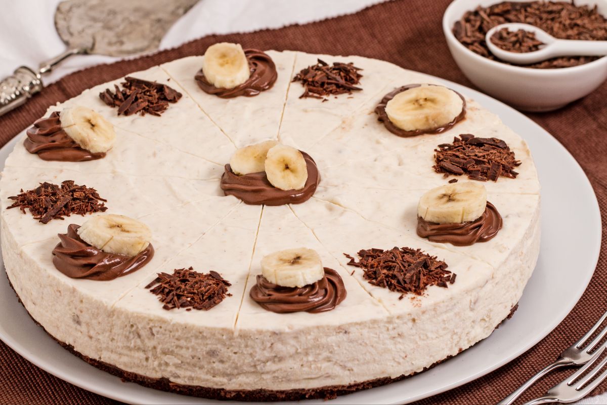 Cheesecake de banana e chocolate