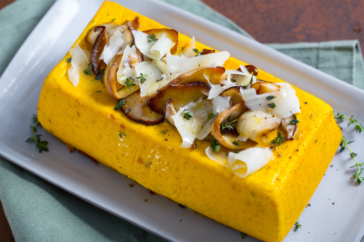 Flan de abóbora e porcini