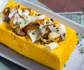 Flan de abóbora e porcini