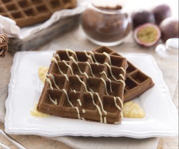 Gaufres de chocolate e maracujá