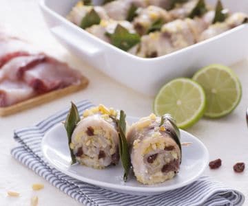 Rolinhos de peixe-espada à beccafico com limão e gengibre