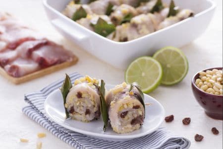 Rolinhos de peixe-espada à beccafico com limão e gengibre