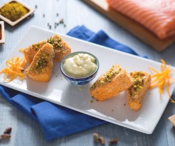 Cubinhos de salmão crocante e temperado