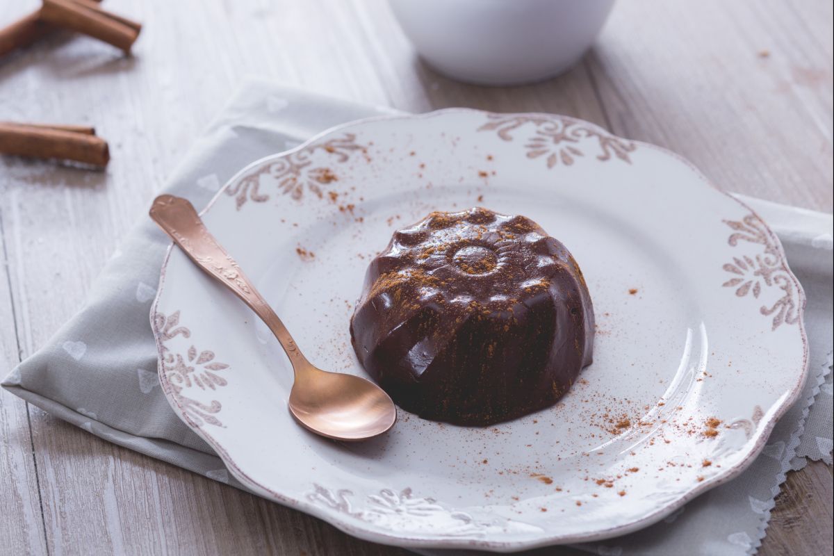 Pudim de cacau e canela sem lactose