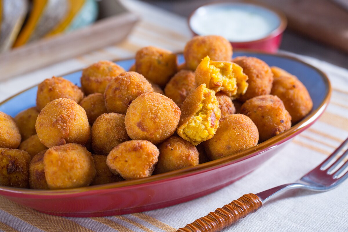 Bocconcini de abóbora, ricota e speck