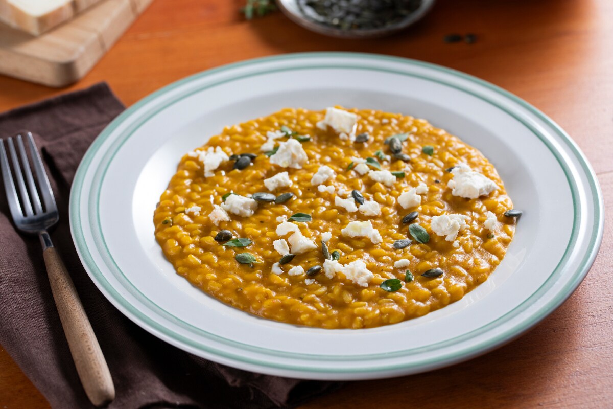 Risoto cremoso de abóbora e quartirolo