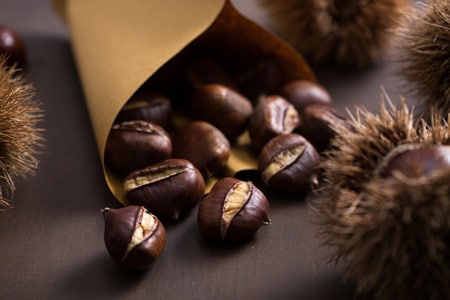 Castanhas na fritadeira a ar