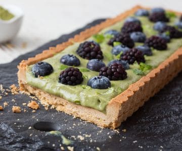 Torta com creme de chá matcha