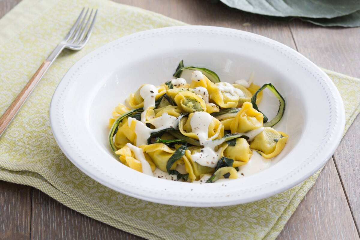 Tortelloni com acelgas e creme de Parmesão