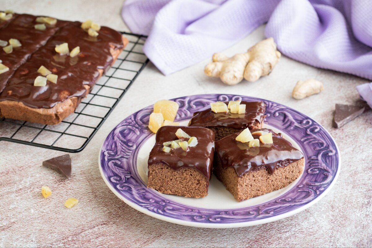 Quadradinhos de chocolate e gengibre