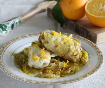 Rolinhos de frango com alho-poró e cítricos
