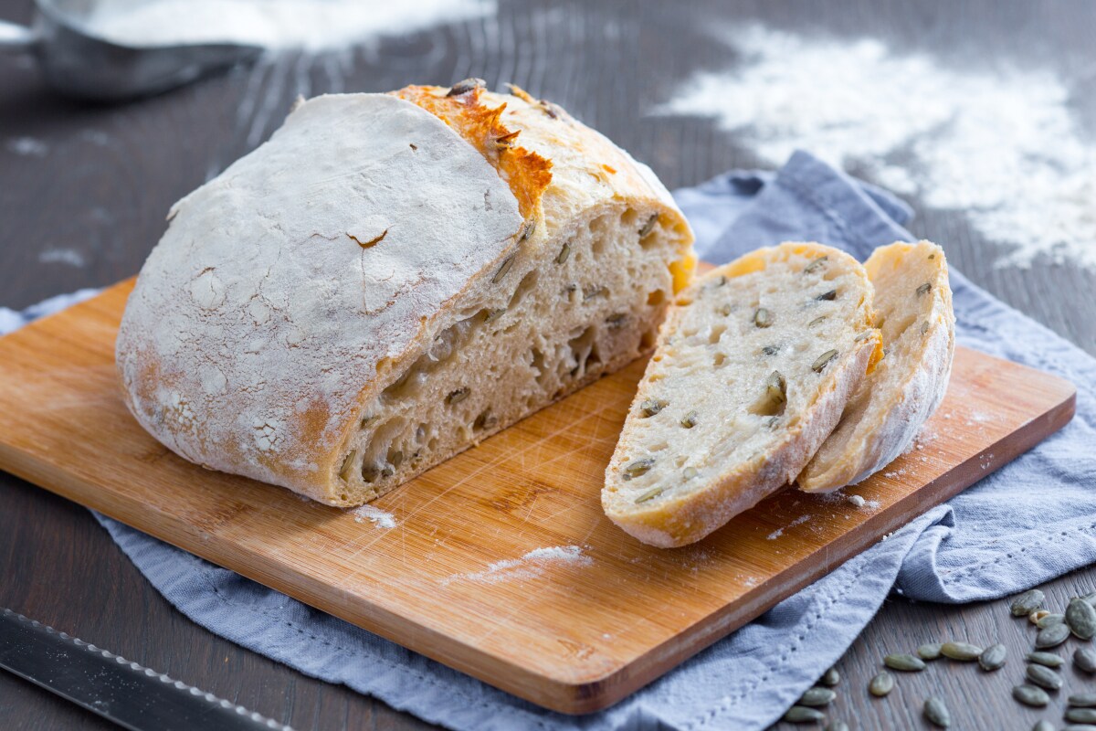 Pão com fermento natural e sementes de abóbora