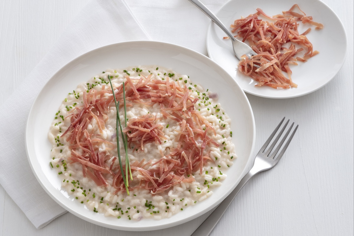 Risoto de cerveja com culatello e robiola