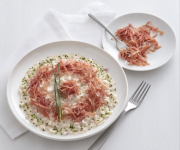 Risoto de cerveja com culatello e robiola