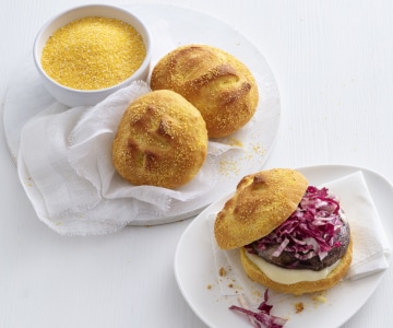 Cornbread burger com porcini