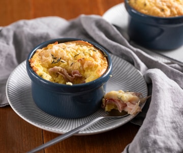 Terrine de batatas, queijo e presunto