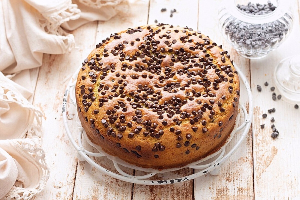 Bolo com gotas de chocolate