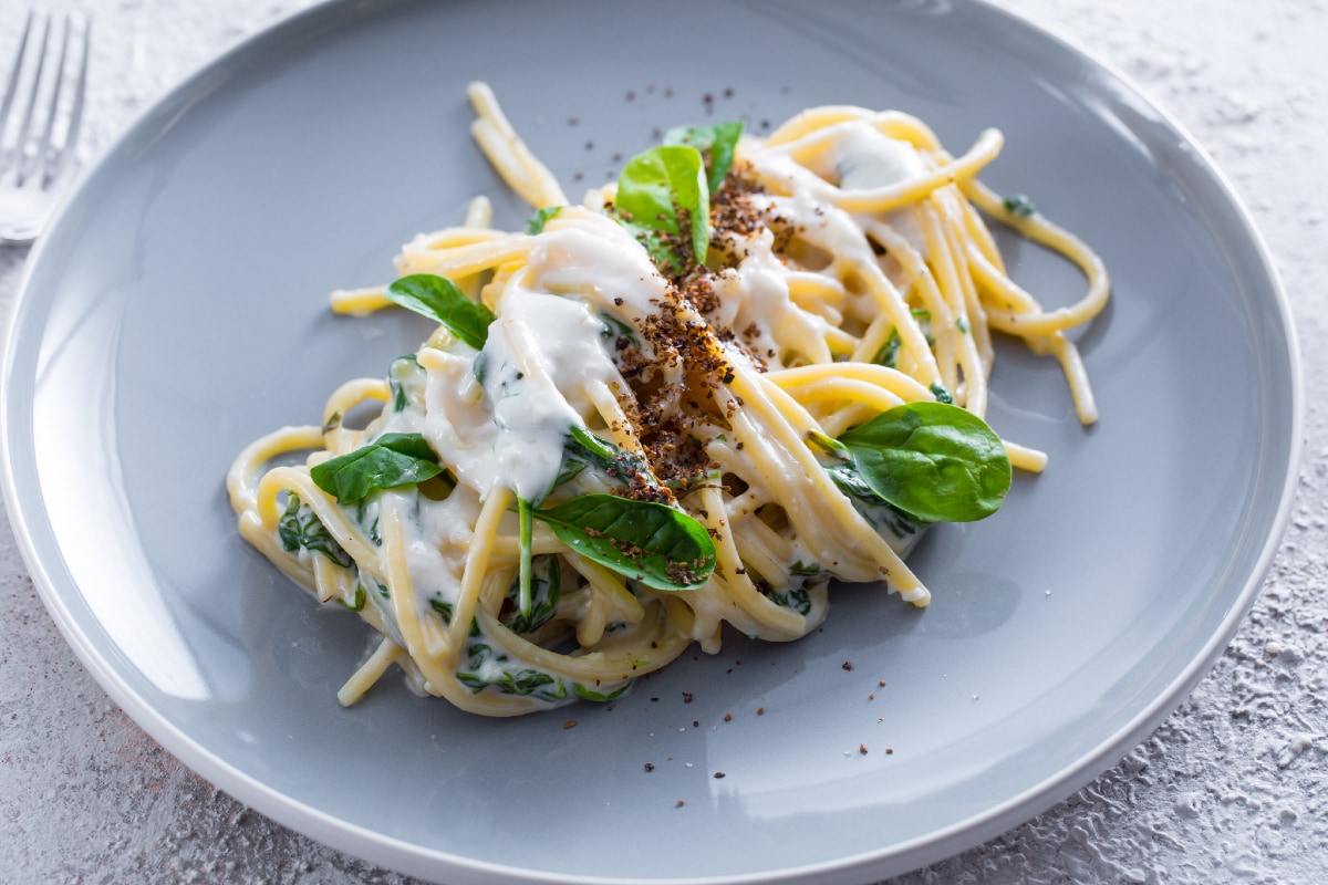 Spaghettoni com fonduta de scimudin