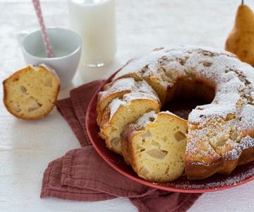 Bolo de ricota e peras